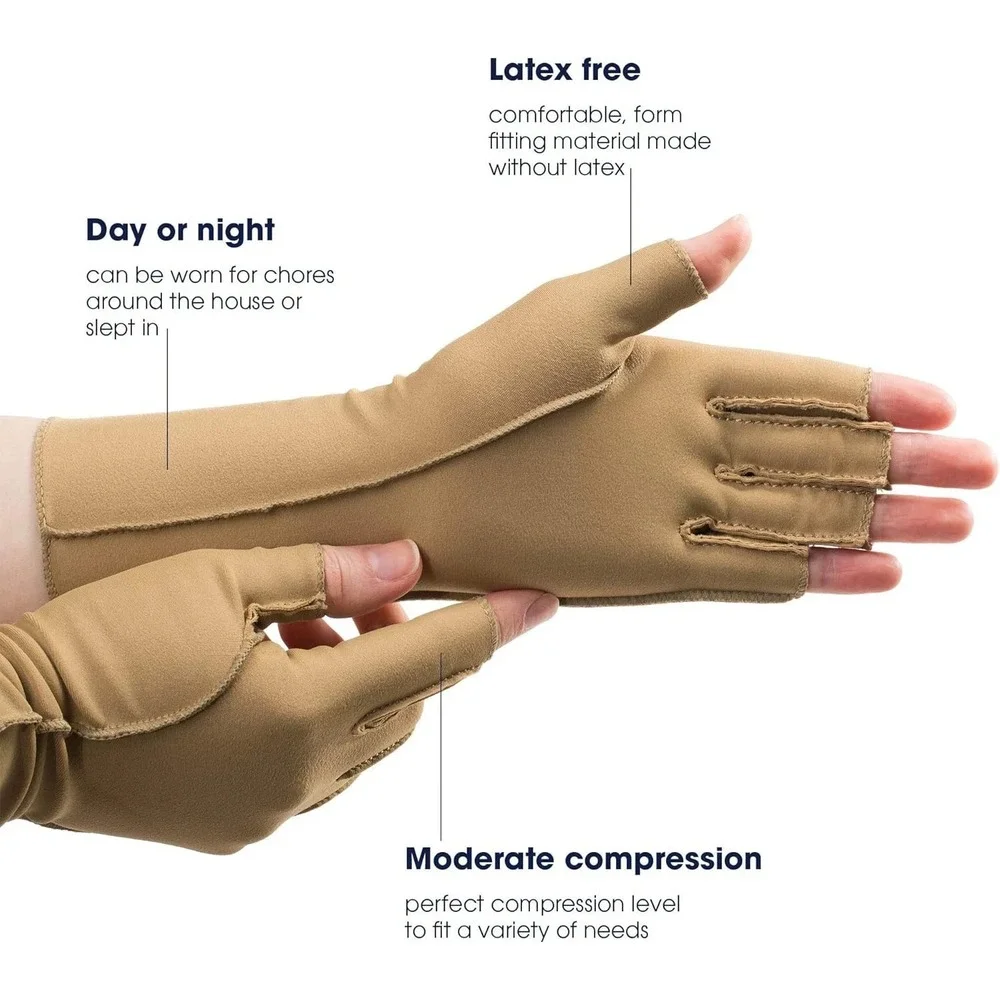 Isotoner Fingerless Therapeutic Compression Gloves SZ: Women Large, Men Med -NWT - Picture 2 of 2